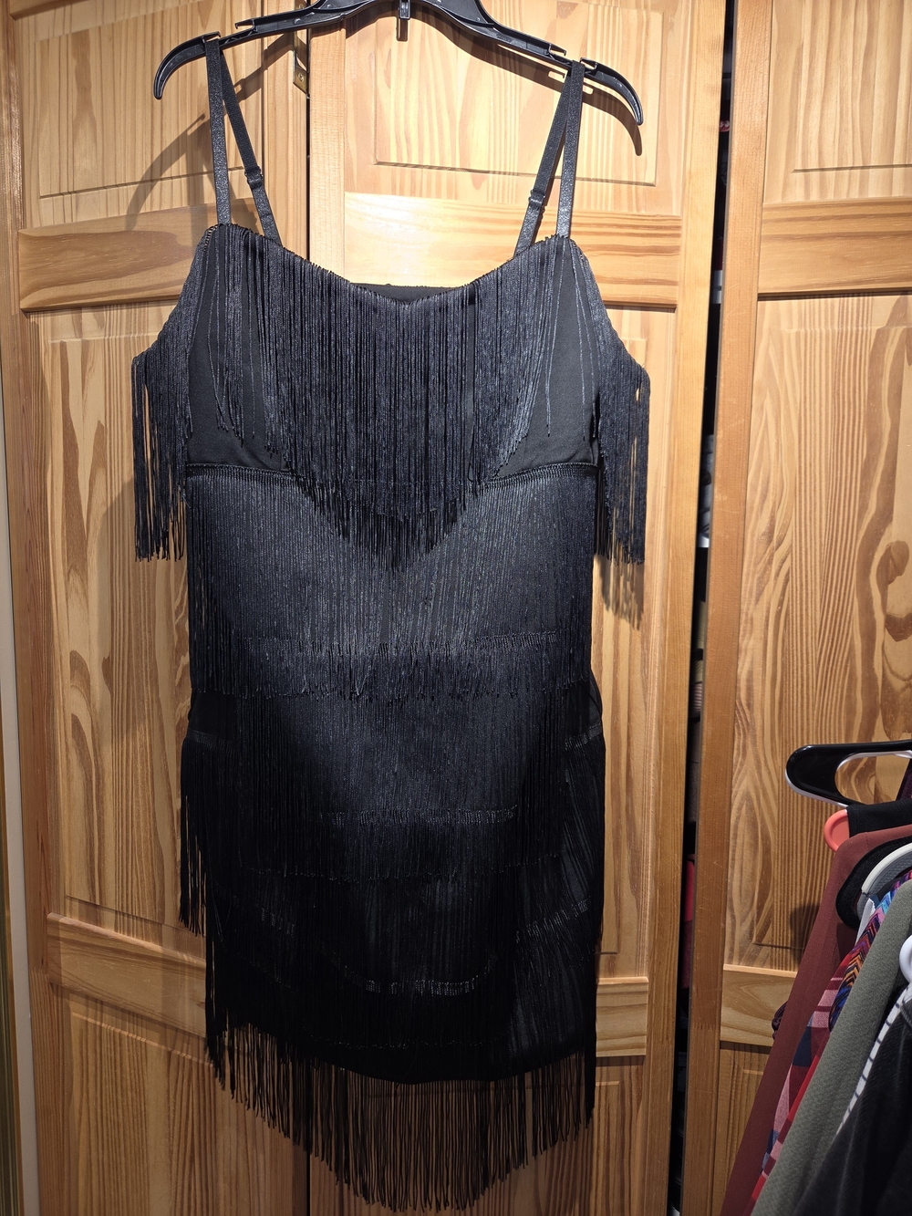 City Chic Mini Black Fringe Slip Dress